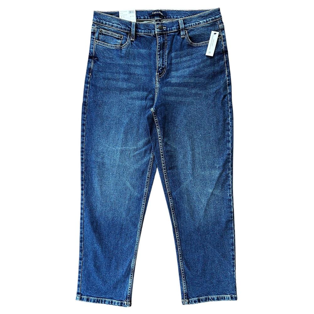 NWT Calvin Klein Vintage Straight Leg High-Rise Stretch Jeans Women's 14 33X30